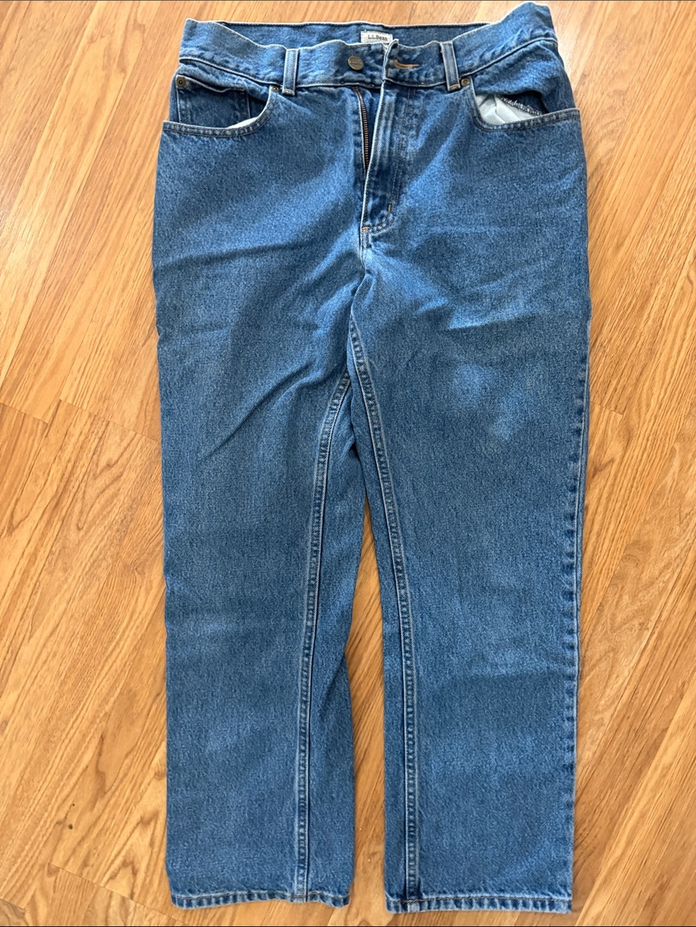 L.L. Bean Women's Straight-Leg Jeans in Medium Blue Denim